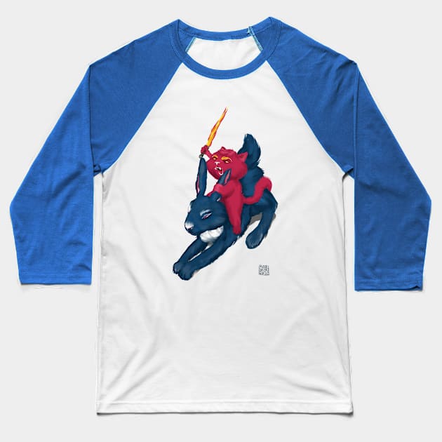 vivamagenta's cat-rider on blueriver rabbit Baseball T-Shirt by Shaggy_Nik